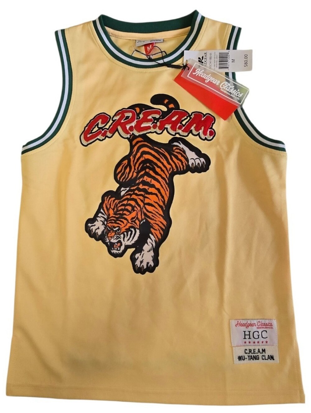 NWT Wu-Tang Clan Tiger CREAM Headgear Classics Jersey Youth Medium Hip-hop